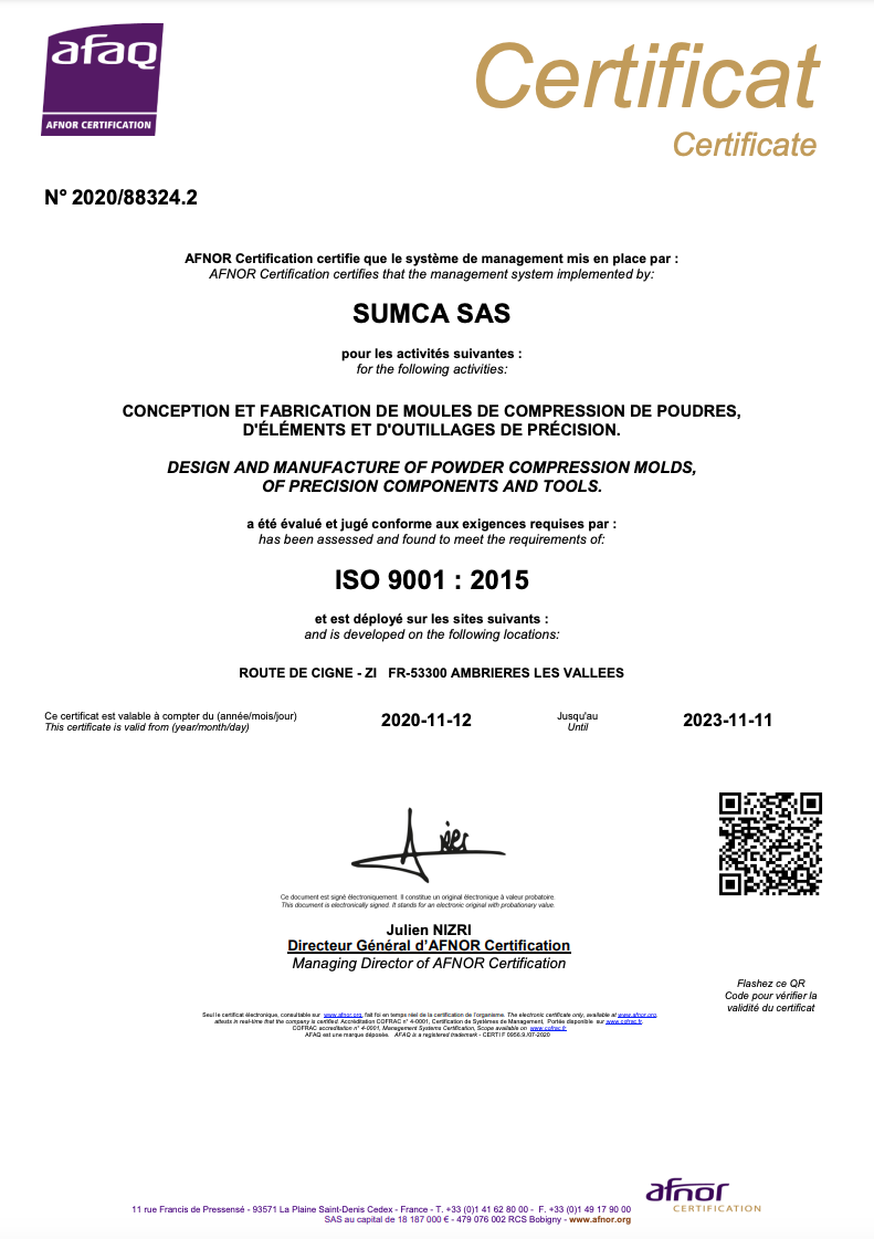 Certificat ISO